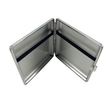 PU Leather Cover Metal Cigarette Case Box Double Sided Clip for 20 Cigarette picture