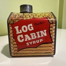 Vintage Towle’s Log Cabin Syrup Bank Tin Advertising picture