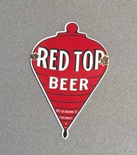 VINTAGE RED TOP BEER ALCOHOL PORCELAIN SIGN CAR GAS MOTORCYCLE OIL TRUCK picture