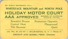 Holiday Motor Court Business Card c1950s Wilmington NY AAA Superior Courts picture