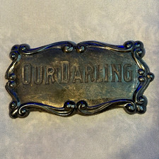 Antique Elgin Casket Co Our Darling Coffin Plate Plaque Victorian Mourning  picture