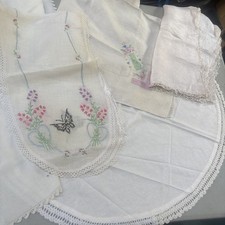 12 Vintage Hand Sewn Table Runners, Cloths, & Linens Various Sizes picture