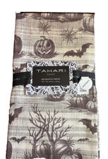 Tahari Decorative Throw Blanket HALLOWEEN CREAM BROWN TASSELS POLYESTER NWT picture