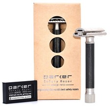 Parker Variant ADJUSTABLE Safety Razor & 5 Double Edge Blades - Graphite Finish picture