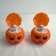 Vintage Fun World Halloween Pumpkin Pop Up Ghost Squeaker Toys Lot of 2 picture