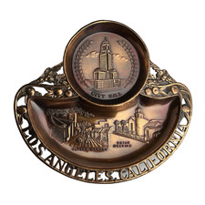 Vintage Los Angeles California State Souvenir Copper Tray Union Made in Japan picture