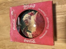 Coca-Cola Santa Handmade Decoupage Christmas Ornament By Enesco 1994 picture