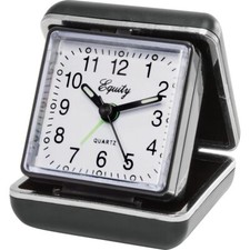 Black Folding Travel Alarm Clock Classic Analog Design picture