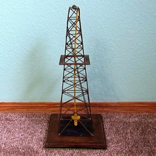 Vintage 17 in. Brass Drilling Rig Tower OIL  Sculpture picture