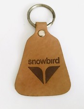 Vintage Snowbird Leather Keychain Advertising Ski Resort Utah Key Fob picture