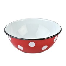 Polka Dot Enamel Mixing Bowl Camping Cooking Salad Bowl Snack Serving Bowl 2.7qt picture