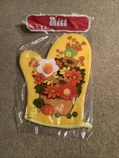 Vintage Mid-Century MCM Floral Oven Mitt JAPAN Korvette SEALED NEW OLD STOCK NOS picture