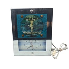 Vtg Jesus Kaleidoscope Spinning Light Up Picture Motion Psychedelic Mirror Clock picture
