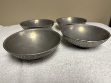 DON DRUMM STUDIOS 🔥 Hand Hammered Cast Aluminum Set Of 4 Matching Stamped Bowls picture