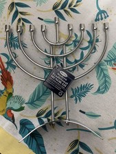 Menorah Silver Tone Hanukkah Menorah 9 Inch Modern Traditional New With Tags picture
