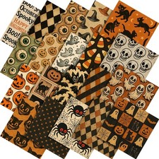 Tudomro 60 Pcs Vintage Halloween Quilting 10 x 10 inches, Orange, Black picture