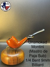 Vintage Unsmoked Montini (Mastro De Paja Sub) 1/4 Bent 9mm Billiard Tobacco Pipe picture