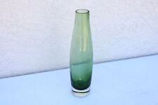 Vintage slender tapered fluted look (smooth outside) Green clear Glass Vases LD picture
