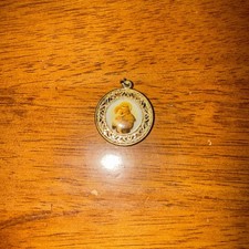 Vintage Dainty Gold Saint St Anthony Medallion Medal Pendant picture
