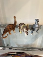 Vintage 60s 70s NAPCO Japan Ceramic Dinosaur Figurines M4351 T-Rex Triceratops picture
