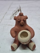 Vintage Jemez Taos Signed Justin Concha Clay Feather Mudhead Kachina Pottery 3