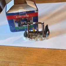 Winter Valley Winter Scene Kids Children on Swing Figurine Resin Hand Painted picture