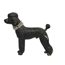 Vintage Funrise 1988 Black Poodle Dog Figurine Toy with Beaded Collar 3.5 Inch picture