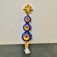 Christopher Radko Follow the Star Tree Topper 3 Tier Ball Blue & Gold, NEW, RARE picture