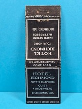 Vintage Matchbook Cover HOTEL RICHMOND Inner Spring Mattresses Missouri MO Match picture