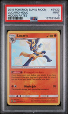 2019 POKEMON SUN & MOON LUCARIO - HOLO HIDDEN FATES #SV22 PSA GRADED 9.0 MINT picture