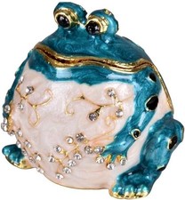 YU FENG Frog Trinket Box Hinged Jewelry Box Ring Holder Animal Figurine picture