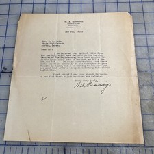 Vintage Letter Orange Texas 1929 Signed County Clerk W.A. Gunning Political picture