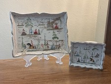 Vintage Benito Fosado Mexican Folk Art Trays-Matching Set Of 2-1940s Handpainted picture