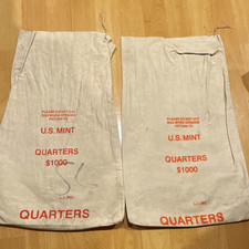 U.S. Mint Canvas Deposit Coin Bags for Quarters $1000 Lot of 2 picture