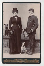 Couple 3 Dogs Terriers Equestrian Riding Habit Price & Co Ramsgate c1900s Photo picture