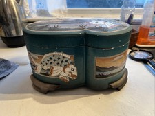 Vintage Box Asian Ceramic Hand Painted Koi 11”x 7” X 6” picture