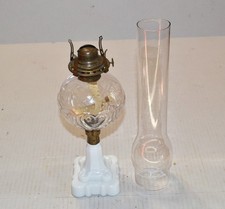 Atterbury Hearts And Stars Pedestal Oil Lamp Milk Glass picture