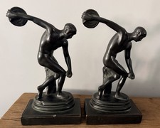 PB Co Disc Thrower” Art Deco bookends. Produced by the Pompeian Bronze Co. picture