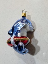 VINTAGE-Inge's Christmas Heirlooms Dolphin in Ring Glass Ornament Germany picture