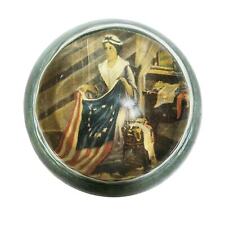 Folk Art Glass Betsy Ross Paperweight Sulphide Flag Red White Blue 13 Stars USA  picture