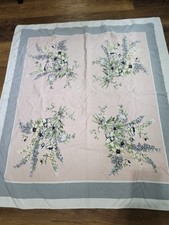 VTG 48 X 43 Tablecloth Pink, Grays And Whites picture