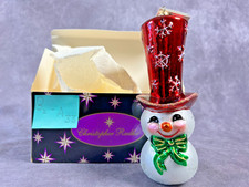 Vintage Christopher Radko Happy Hightop Red Hat Snowman Glass Christmas Ornament picture
