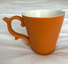 2012 Starbucks TAZO Rococo Mug Orange Terracota Ergonomic Scroll Handle picture
