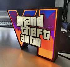 GTA 6 Logo Lightbox LED Desk Lamp Gaming Setup Room Decor 3D Printed Light Box picture