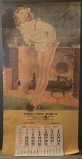 Vintage 1952 Pinup Calendar Girl By Fireplace Plainville, CT Good Cond Used picture