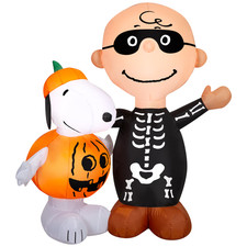 4 ft Tall Peanuts Snoopy and Charlie Brown Airblown Halloween Lights Inflatable picture
