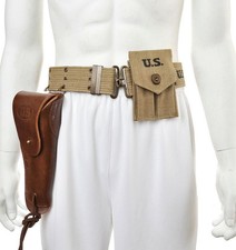 U.S. 45 Model 1916 Premium Leather Holster Pistol Belt .45 Canvas Magazine Pouch picture