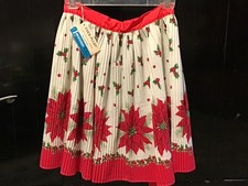 Vintage EVER-PLEAT CHRISTMAS APRON Tag LOWENSTEIN FABRIC Cotton Poinsettia picture