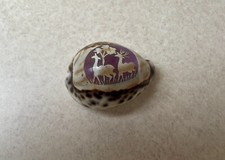 Etched Art Cowrie Seashell - Two Deer & Tree- Buck and Doe In Love - Approx 2.5” picture