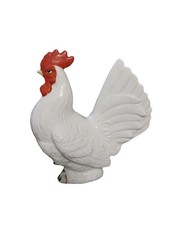 Vintage White Ceramic Rooster Chicken Made In Japan picture